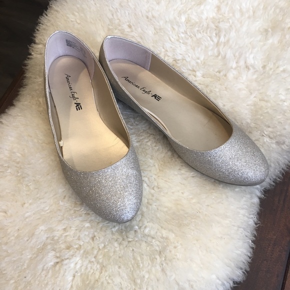 AEO - Glitter Silver Gold Metallic Ballet Flats 8.5 - Picture 1 of 16